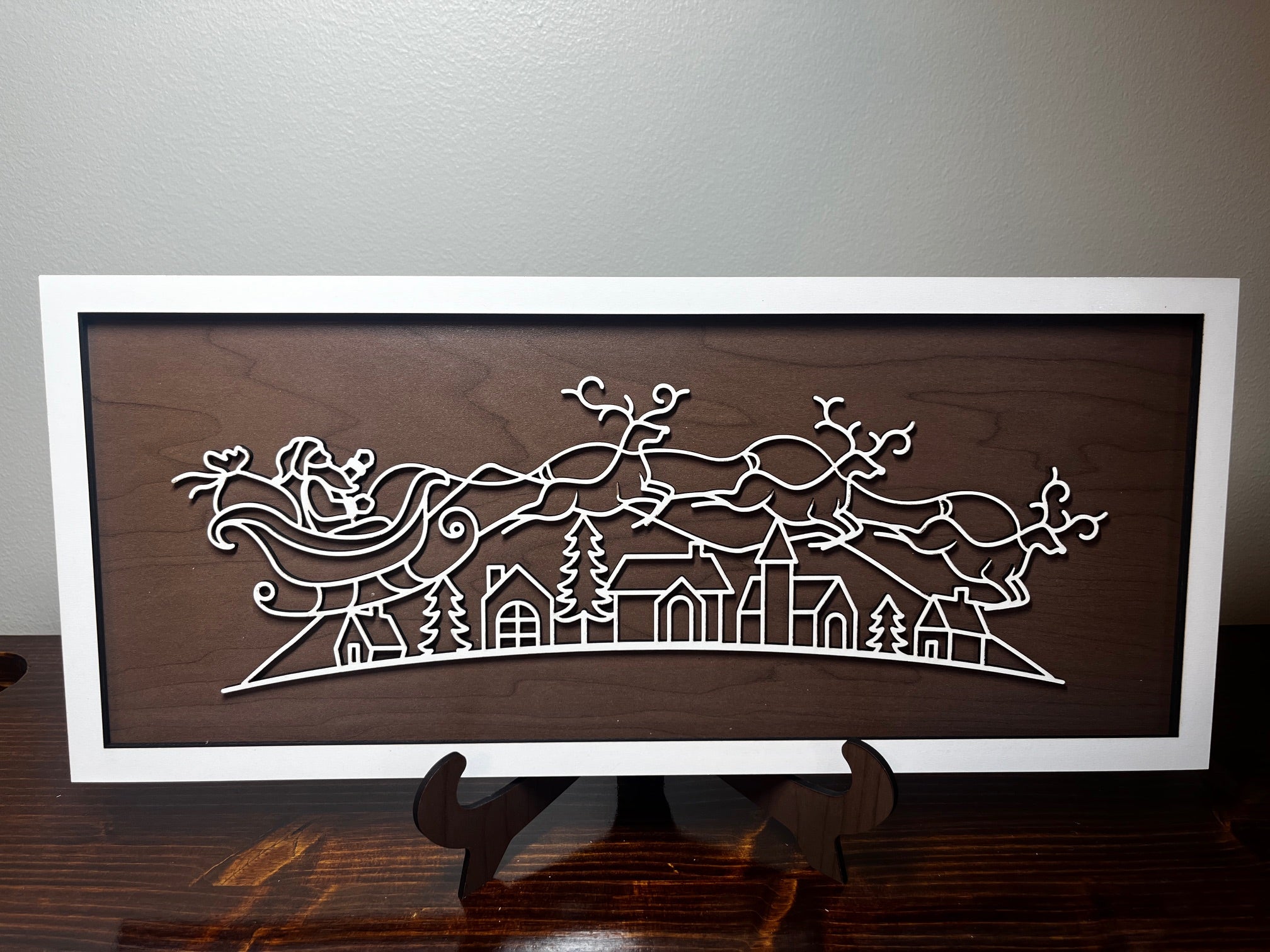 Santa's Sleigh Line Art – Christmas Décor